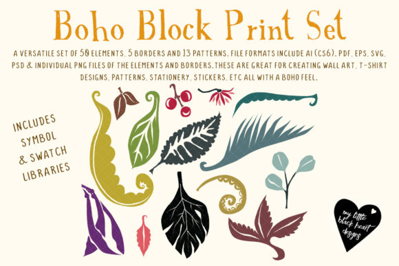 Boho Block Prints Bundle 4 Sets Incl