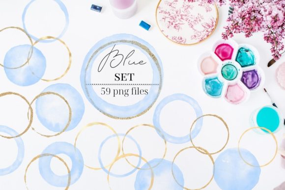 Integrating Gold Circles with Blue Watercolor into Professional Design Workflows